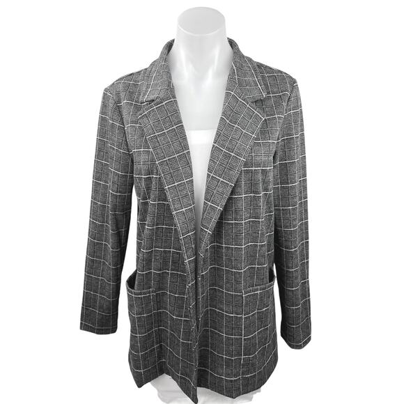 Banana Republic Gray Check Long Sleeve Double Breasted Blazer Coat Jacket Size S - Picture 1 of 4